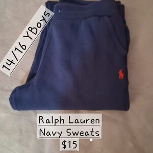 Ralph Lauren Kids Navy Joggers with Red Logo